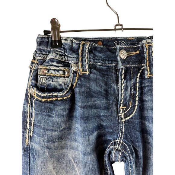 Miss Me Signature Boot Cut Bling Flap Pocket Medium Wash Jeans 27x29.5 *ALTERED* - Picture 3 of 16